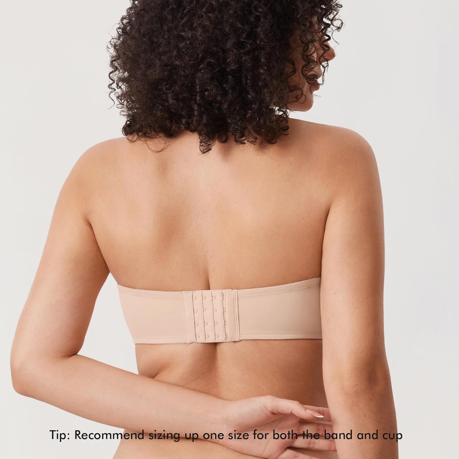 image:imageDELIMIRA Confishape Strapless Bras for Women Full Coverage Plus Size Bandeau Underwire Unlined BraBeige Unlined