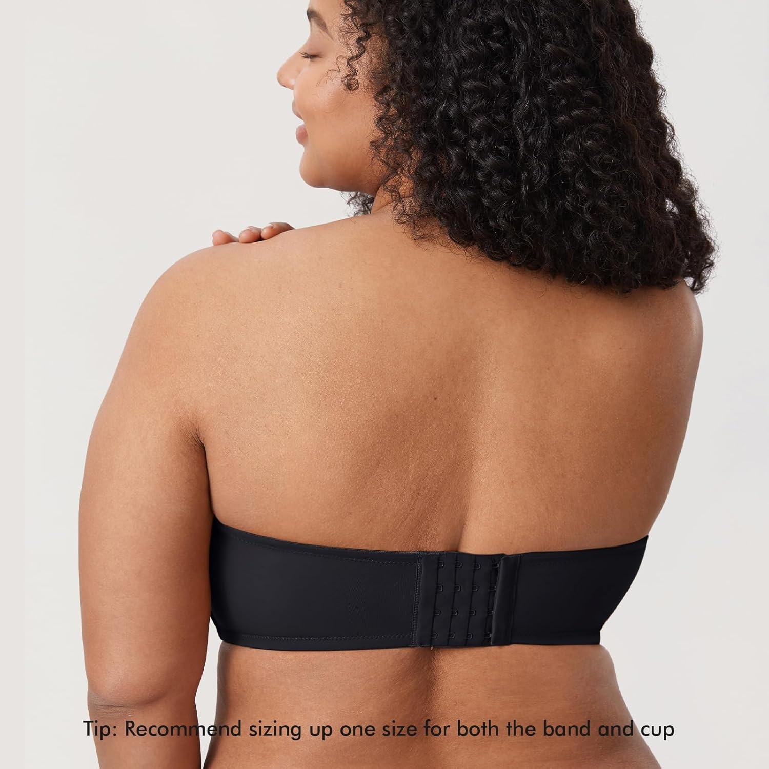 image:imageDELIMIRA Confishape Strapless Bras for Women Full Coverage Plus Size Bandeau Underwire Unlined BraBlack Unlined
