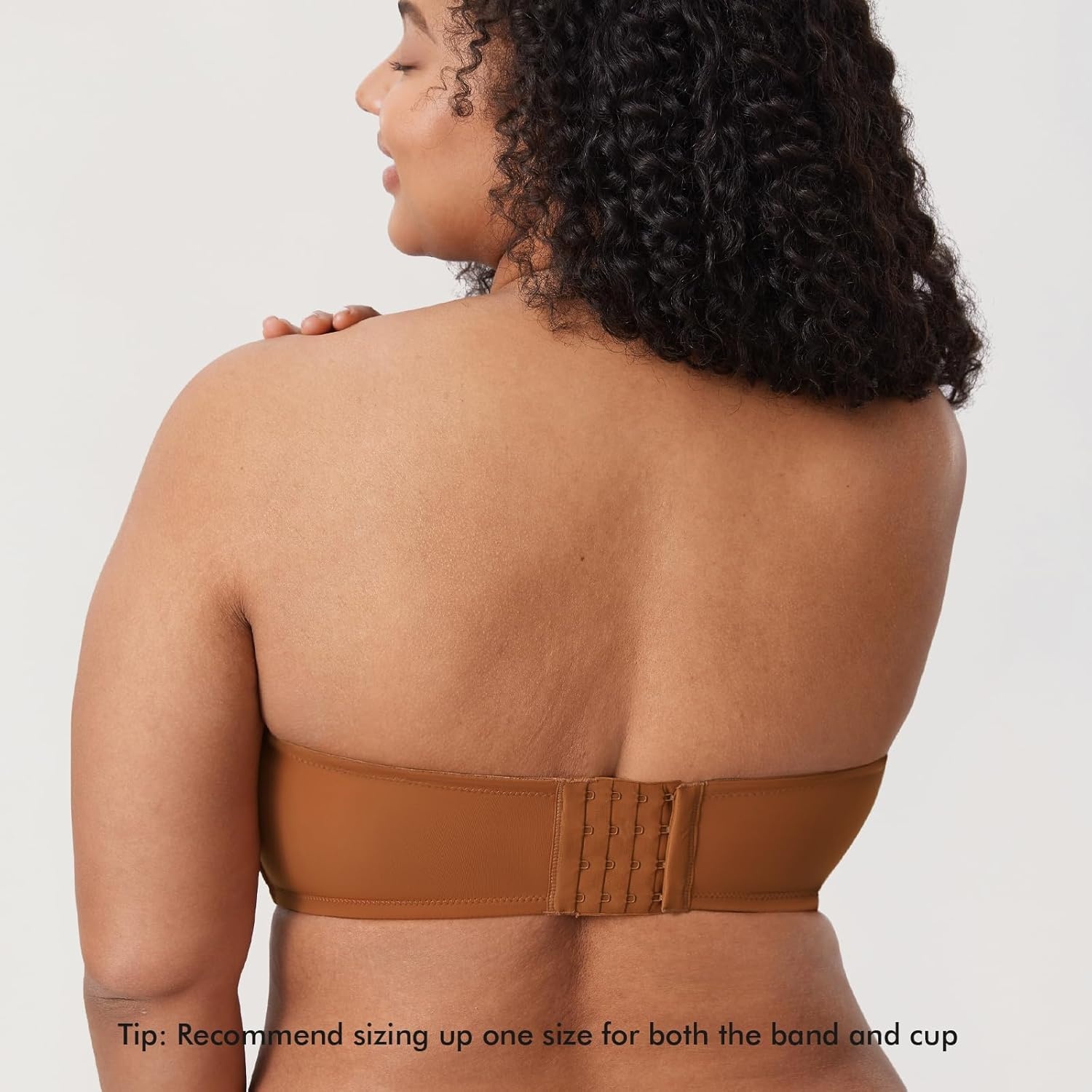 image:imageDELIMIRA Confishape Strapless Bras for Women Full Coverage Plus Size Bandeau Underwire Unlined BraBronze Beige Unlined
