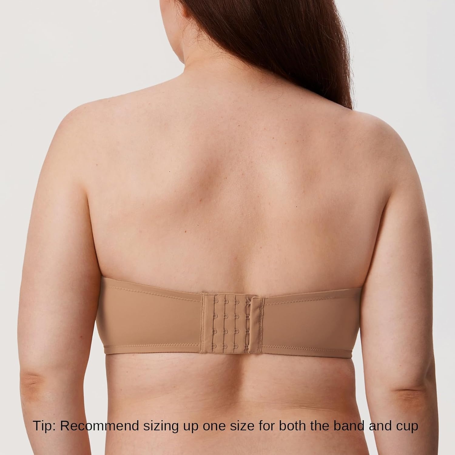 image:imageDELIMIRA Confishape Strapless Bras for Women Full Coverage Plus Size Bandeau Underwire Unlined BraGravel Beige Unlined