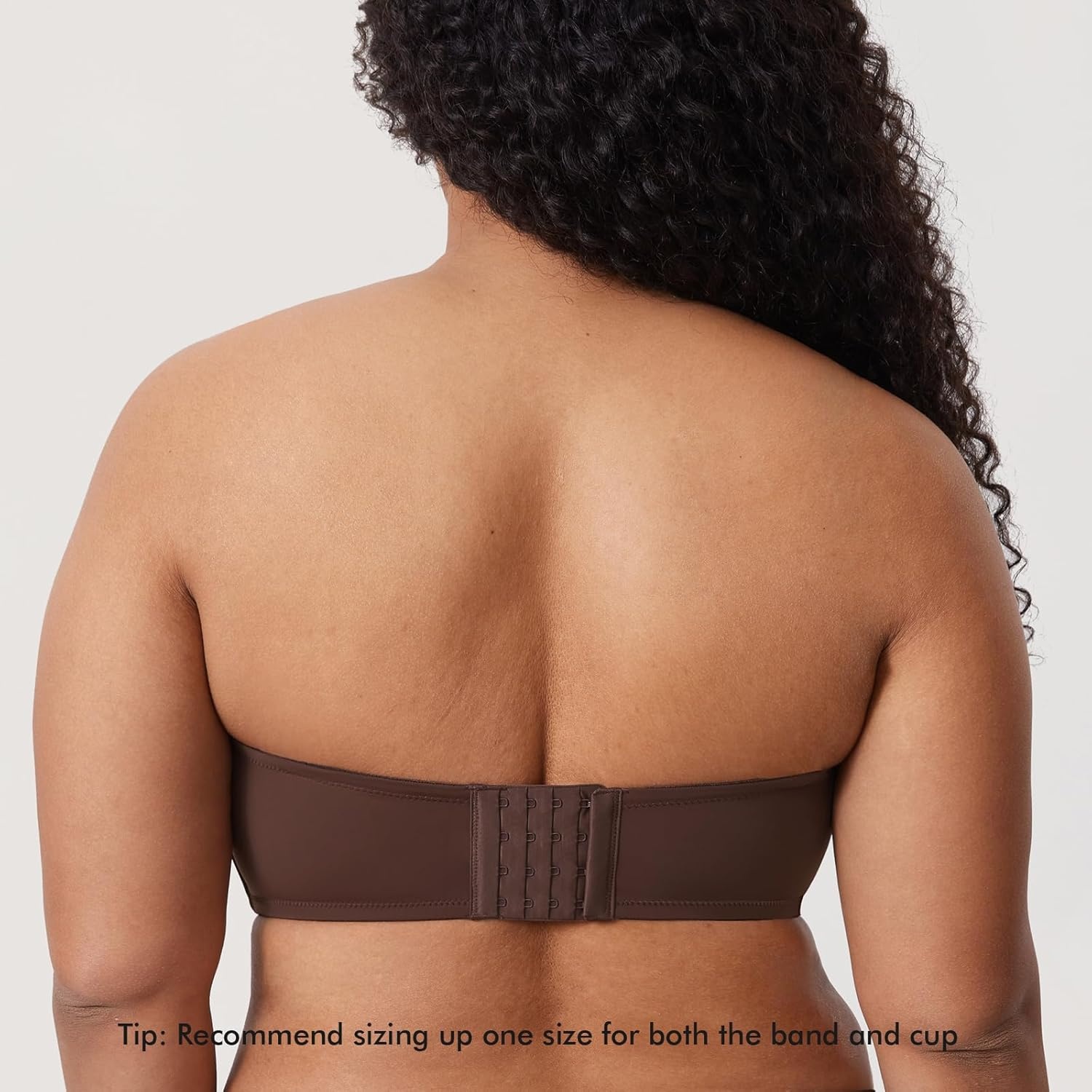 image:imageDELIMIRA Confishape Strapless Bras for Women Full Coverage Plus Size Bandeau Underwire Unlined BraHazelnut Unlined