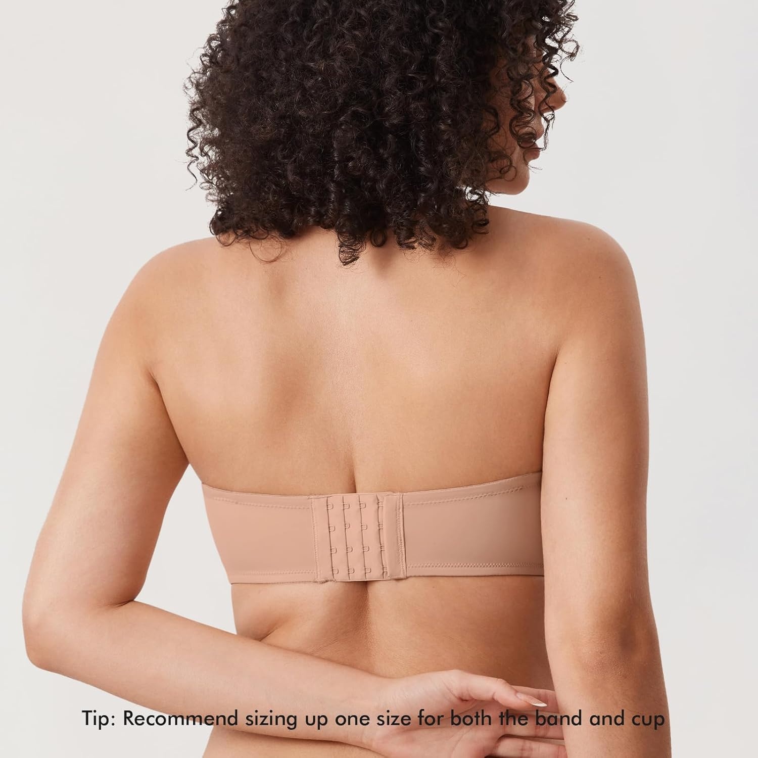 image:imageDELIMIRA Confishape Strapless Bras for Women Full Coverage Plus Size Bandeau Underwire Unlined BraWheat Beige Unlined