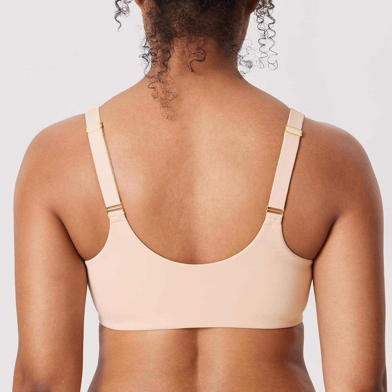 image:imageDELIMIRA Womens Confishape Front Closure Bras Balconette Plus Size Full Coverage Underwire Unlined BraBeige Unlined