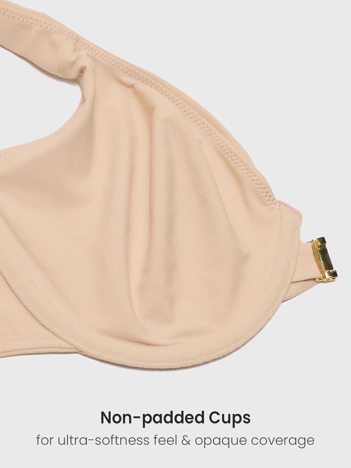 image:imageDELIMIRA Womens Confishape Front Closure Bras Balconette Plus Size Full Coverage Underwire Unlined BraBeige Unlined