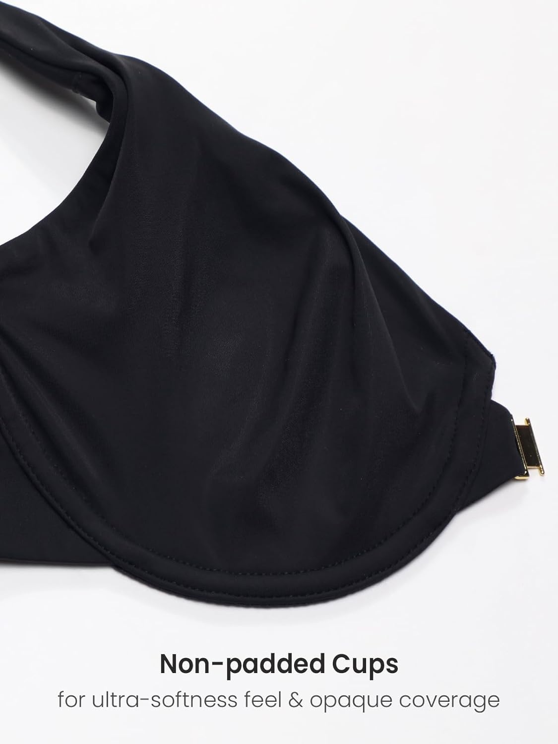 image:imageDELIMIRA Womens Confishape Front Closure Bras Balconette Plus Size Full Coverage Underwire Unlined BraBlack Unlined