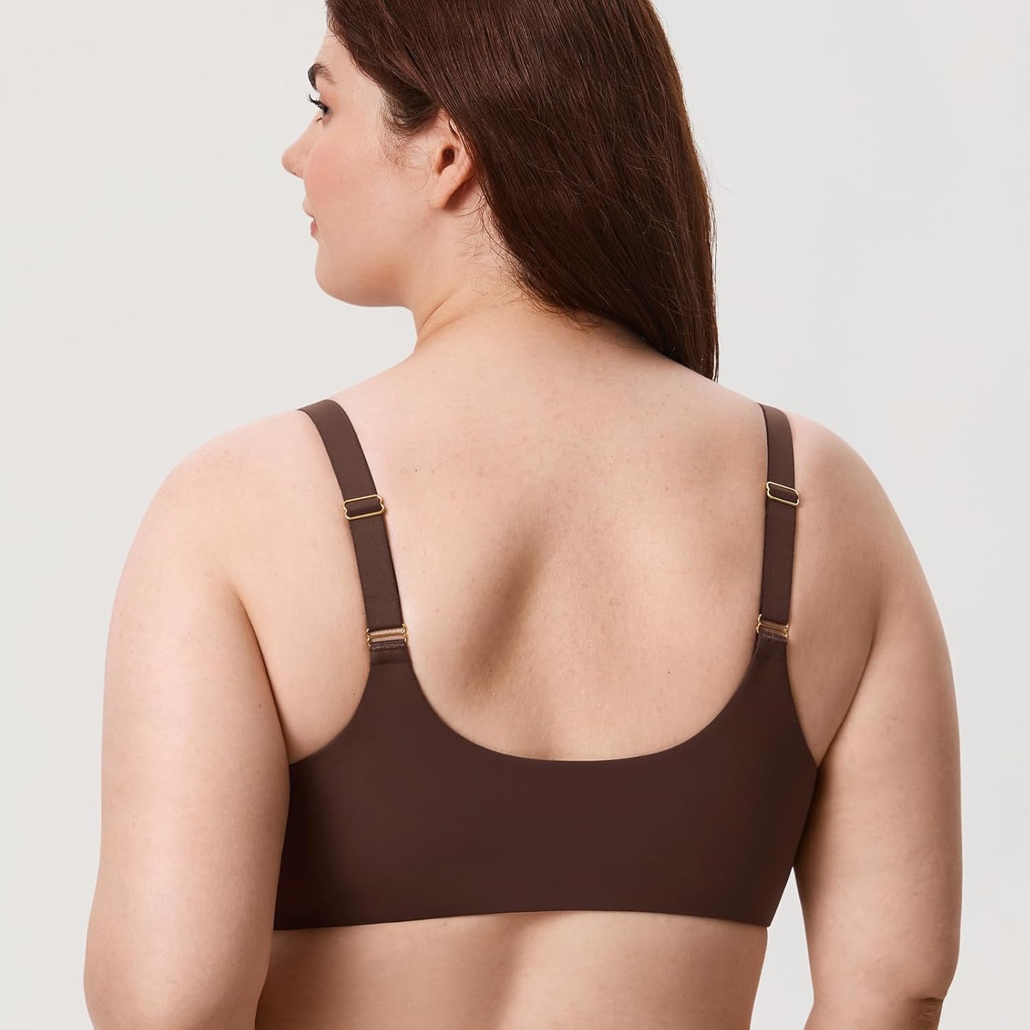 image:imageDELIMIRA Womens Confishape Front Closure Bras Balconette Plus Size Full Coverage Underwire Unlined BraHazelnut Unlined