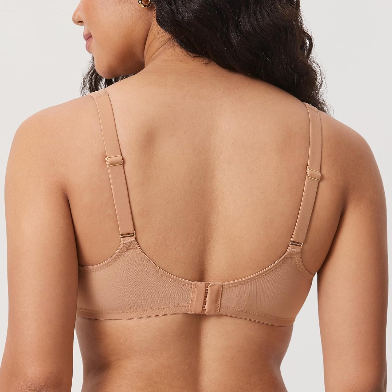 image:imageDELIMIRA Womens Cosnufy Sheer Balconette Bra Full Coverage See Through Plus Size Unlined Underwire BrasBarely Buff