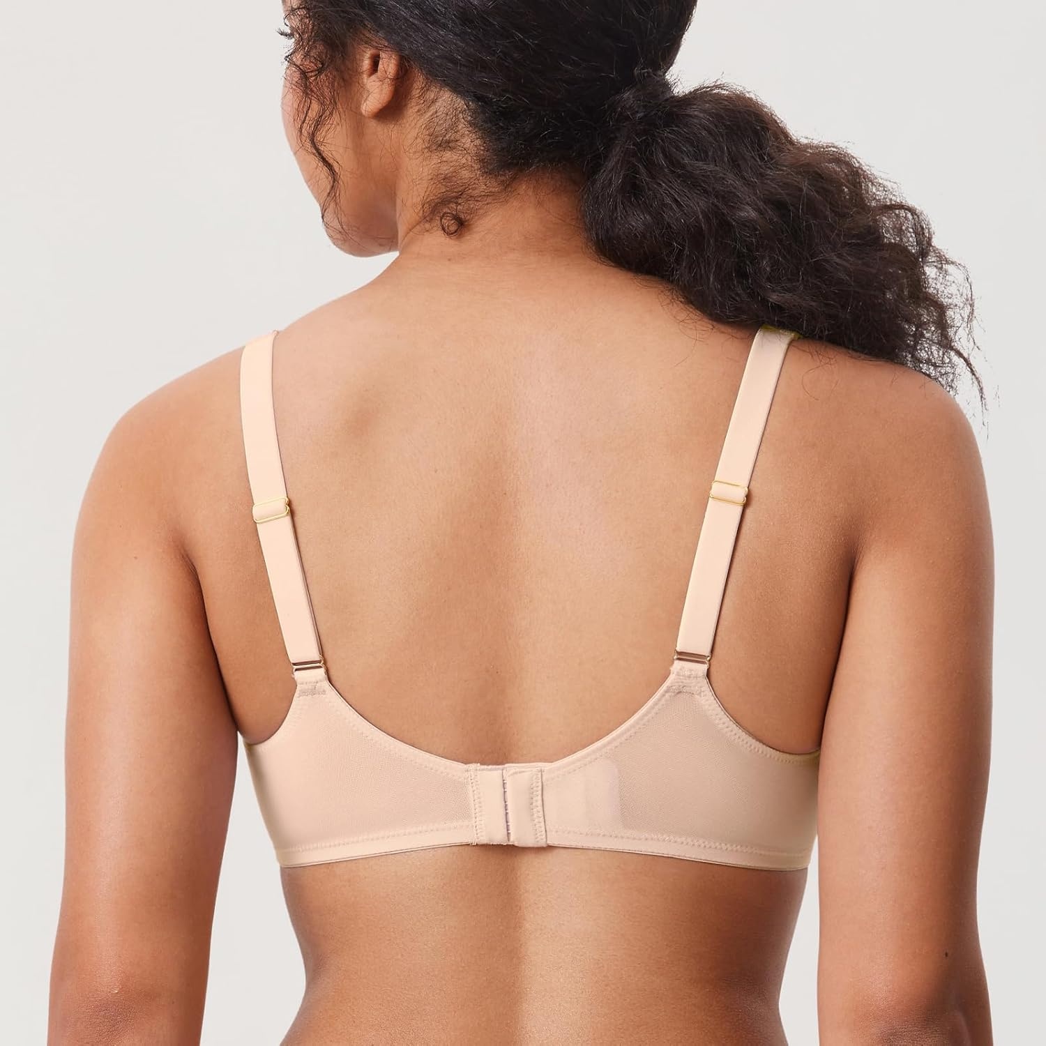 image:imageDELIMIRA Womens Cosnufy Sheer Balconette Bra Full Coverage See Through Plus Size Unlined Underwire BrasBeige