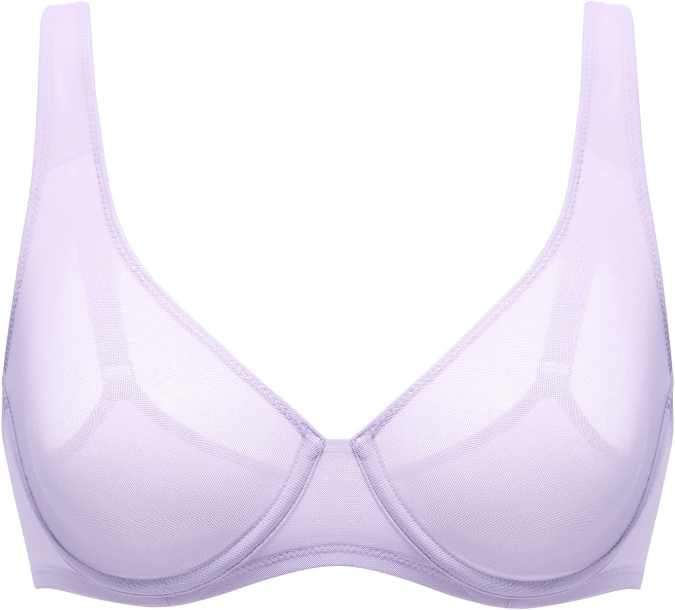 image:imageDELIMIRA Womens Cosnufy Sheer Balconette Bra Full Coverage See Through Plus Size Unlined Underwire BrasOrchid Hush