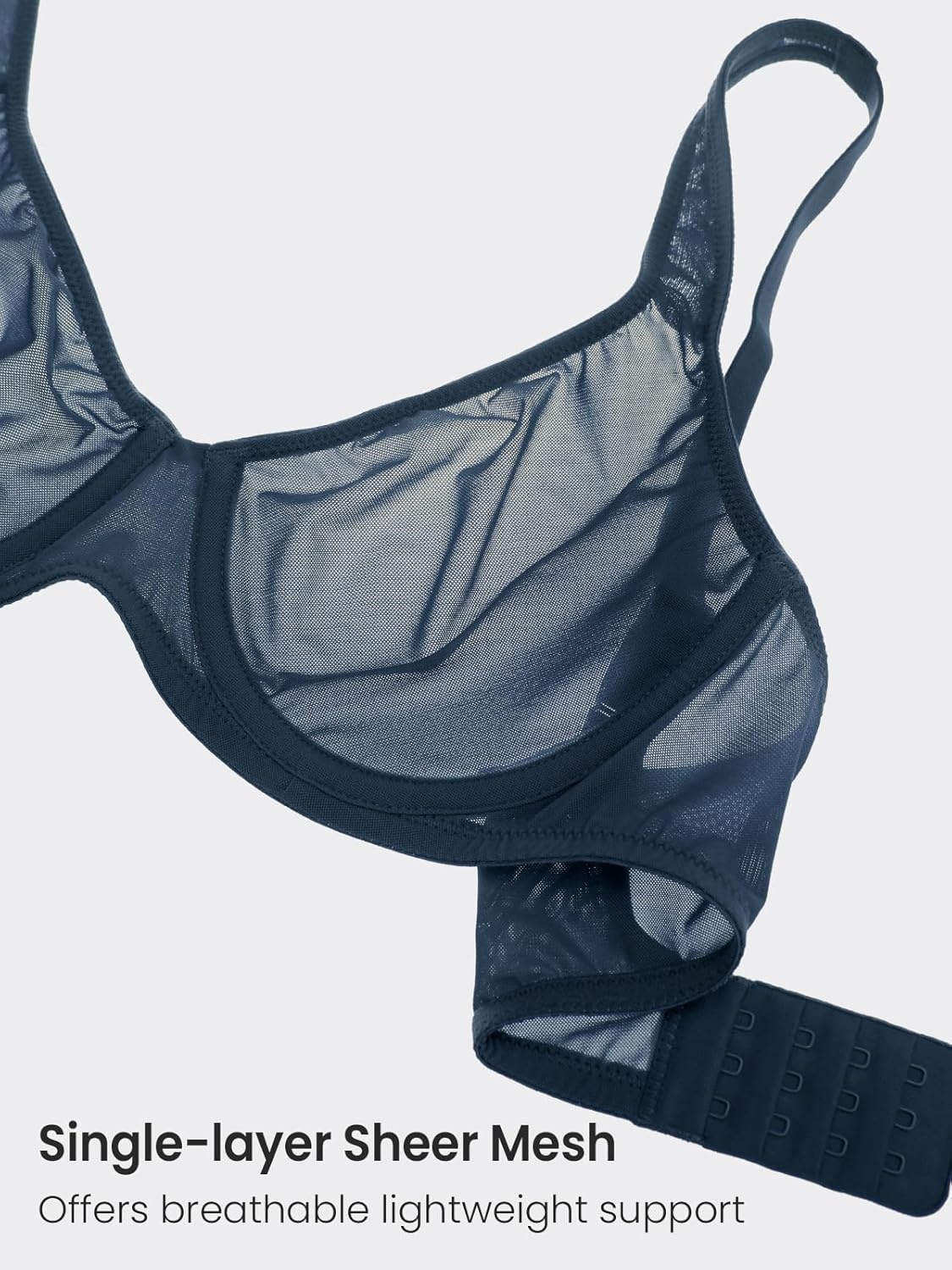image:imageDELIMIRA Womens Cosnufy Sheer Balconette Bra Full Coverage See Through Plus Size Unlined Underwire BrasSargasso