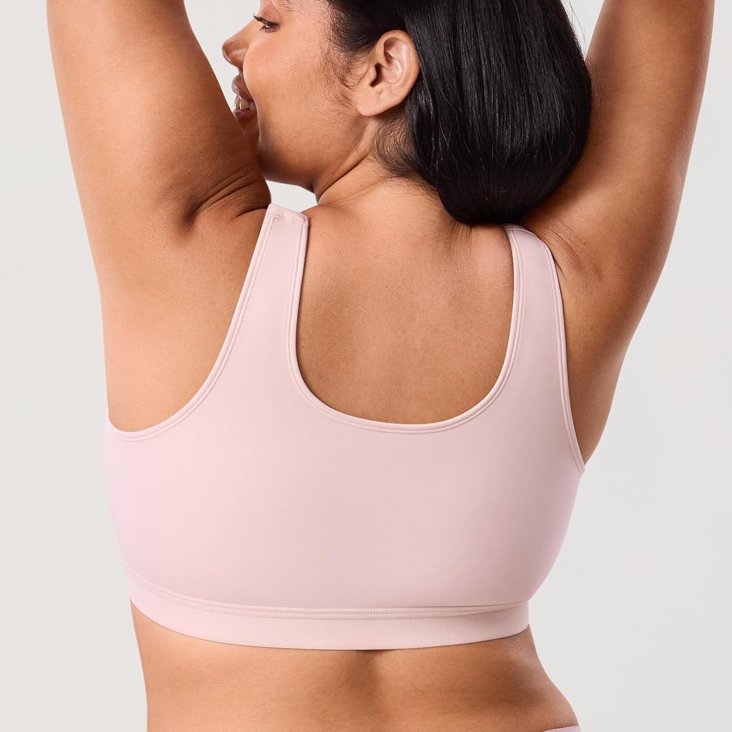 image:imageDELIMIRA Womens Inbarely Lift Front Closure Bras Full Coverage No Underwire Plus Size Unlined Seamless BraGentle Rose