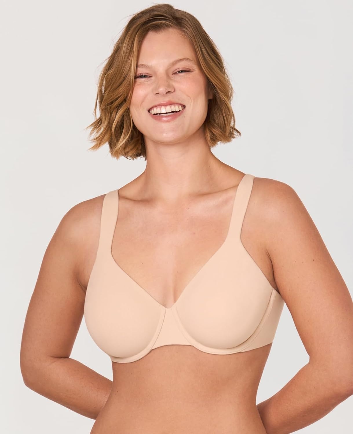 image:imageDELIMIRA Womens Inbarely Lift Full Coverage Bras Plus Size Unlined Supportive T Shirt Underwire Seamless BraBeige