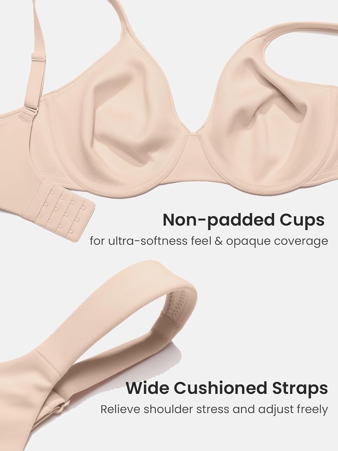 image:imageDELIMIRA Womens Inbarely Lift Full Coverage Bras Plus Size Unlined Supportive T Shirt Underwire Seamless BraBeige