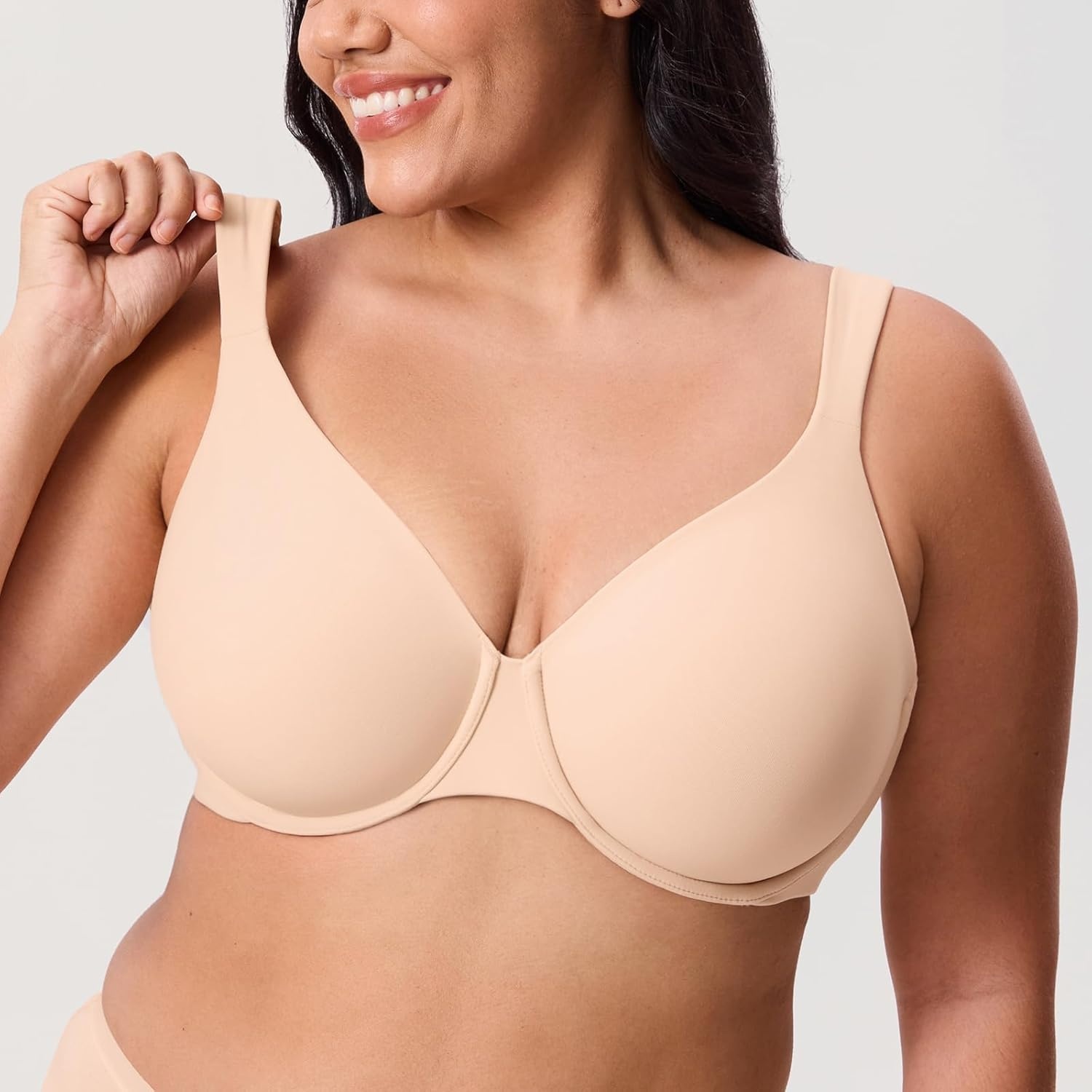 image:imageDELIMIRA Womens Inbarely Lift Full Coverage Bras Plus Size Unlined Supportive T Shirt Underwire Seamless BraBeige