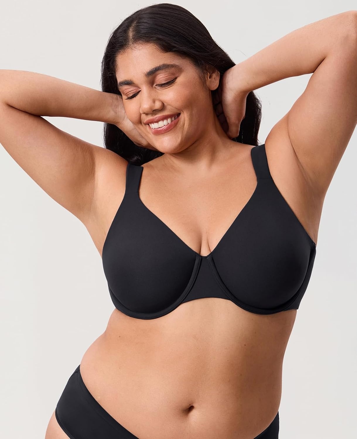 image:imageDELIMIRA Womens Inbarely Lift Full Coverage Bras Plus Size Unlined Supportive T Shirt Underwire Seamless BraBlack