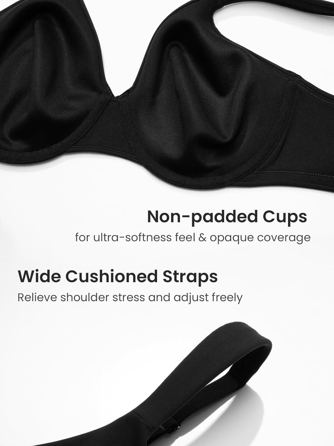 image:imageDELIMIRA Womens Inbarely Lift Full Coverage Bras Plus Size Unlined Supportive T Shirt Underwire Seamless BraBlack