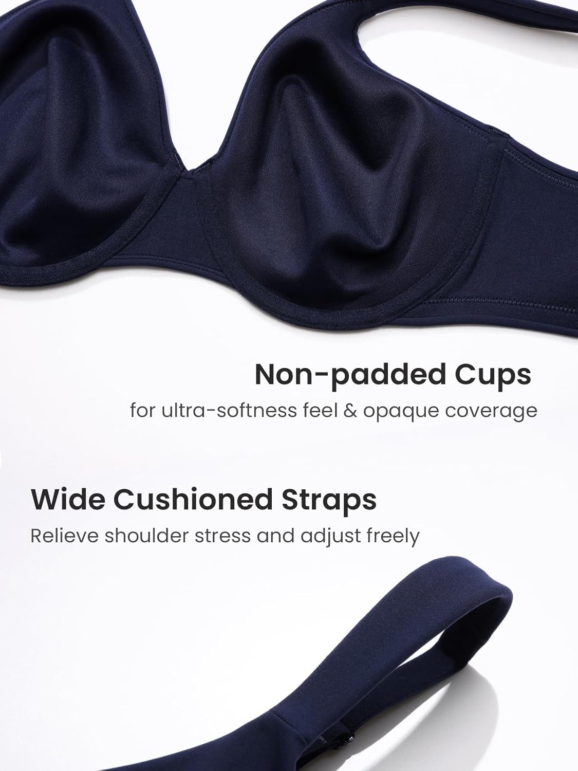 image:imageDELIMIRA Womens Inbarely Lift Full Coverage Bras Plus Size Unlined Supportive T Shirt Underwire Seamless BraDeep Ocean Blue