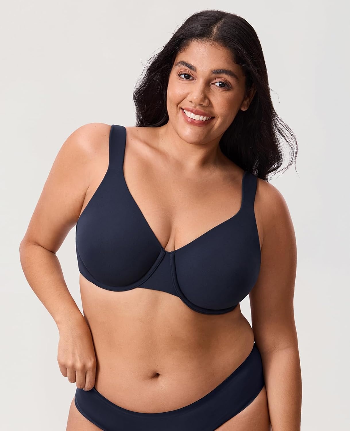 image:imageDELIMIRA Womens Inbarely Lift Full Coverage Bras Plus Size Unlined Supportive T Shirt Underwire Seamless BraDeep Ocean Blue