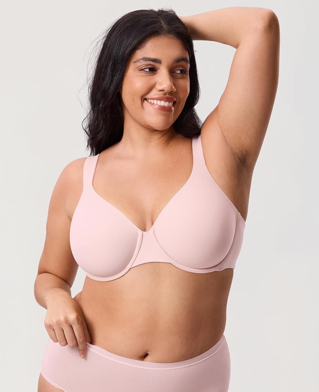 image:imageDELIMIRA Womens Inbarely Lift Full Coverage Bras Plus Size Unlined Supportive T Shirt Underwire Seamless BraGentle Rose