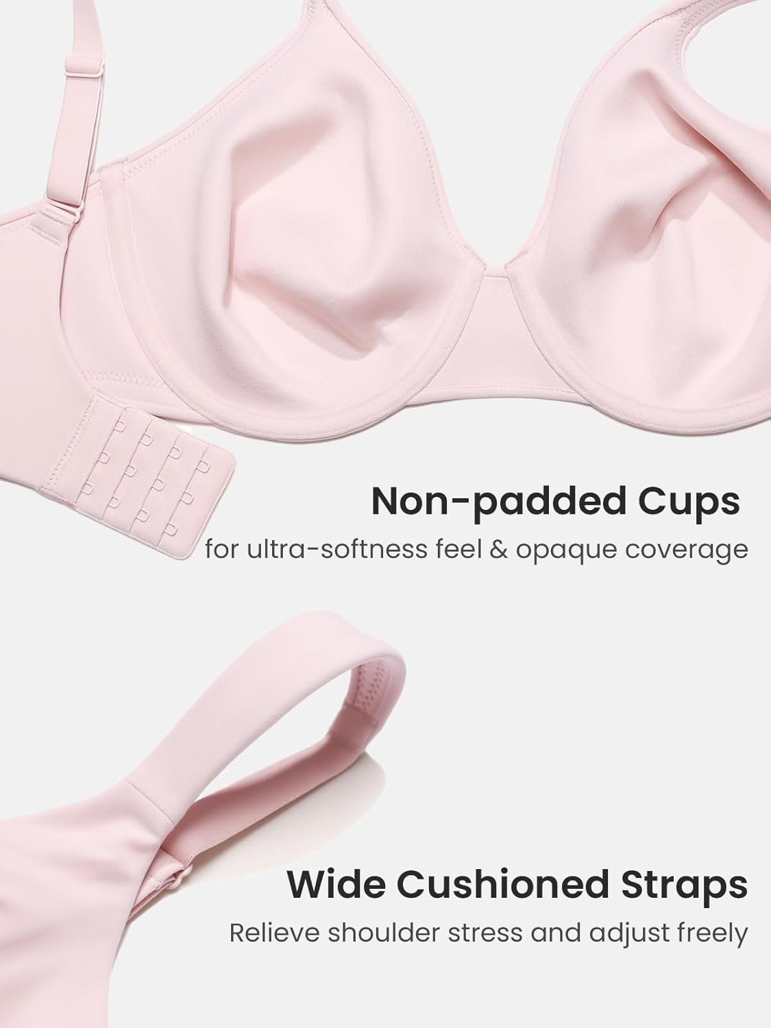 image:imageDELIMIRA Womens Inbarely Lift Full Coverage Bras Plus Size Unlined Supportive T Shirt Underwire Seamless BraGentle Rose