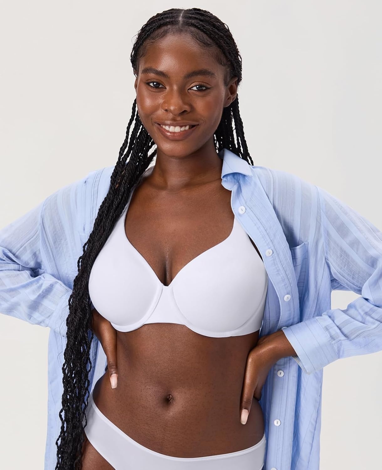 image:imageDELIMIRA Womens Inbarely Lift Full Coverage Bras Plus Size Unlined Supportive T Shirt Underwire Seamless BraWhite