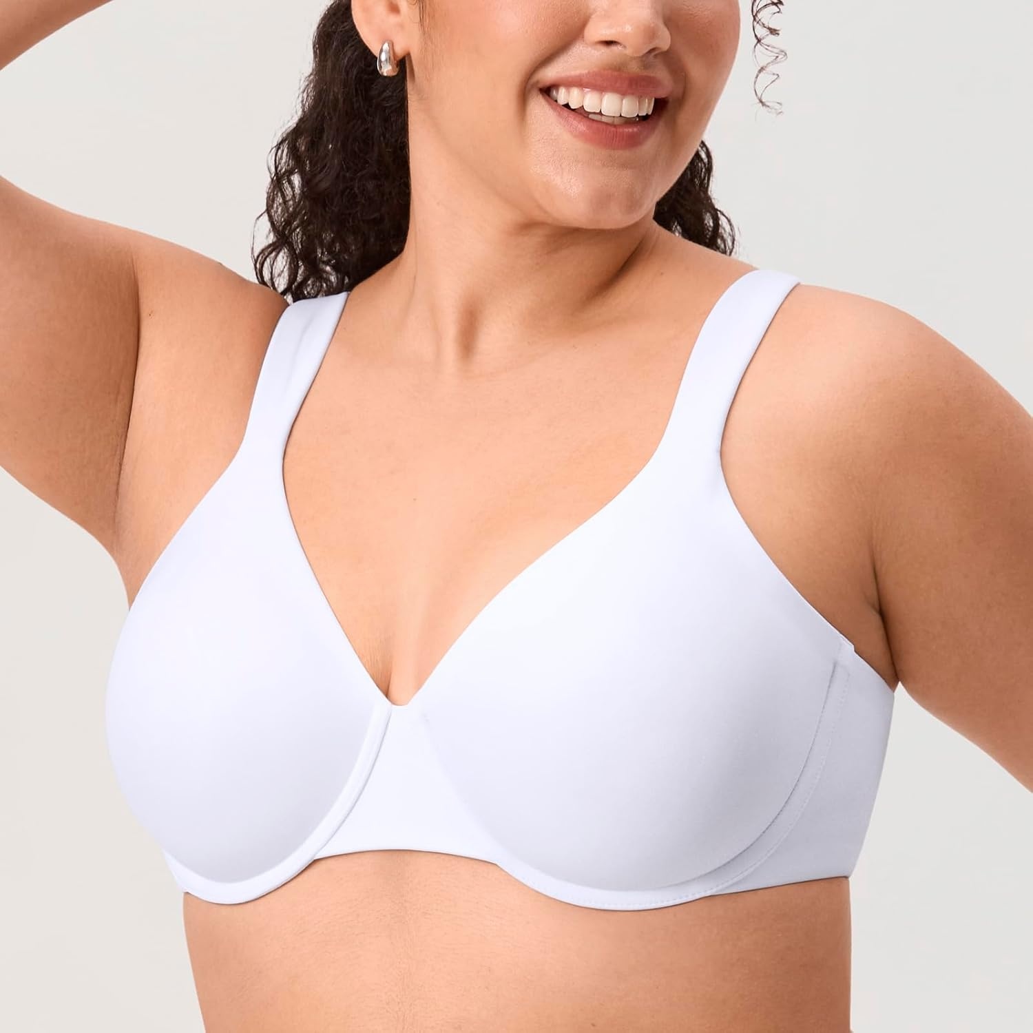 image:imageDELIMIRA Womens Inbarely Lift Full Coverage Bras Plus Size Unlined Supportive T Shirt Underwire Seamless BraWhite
