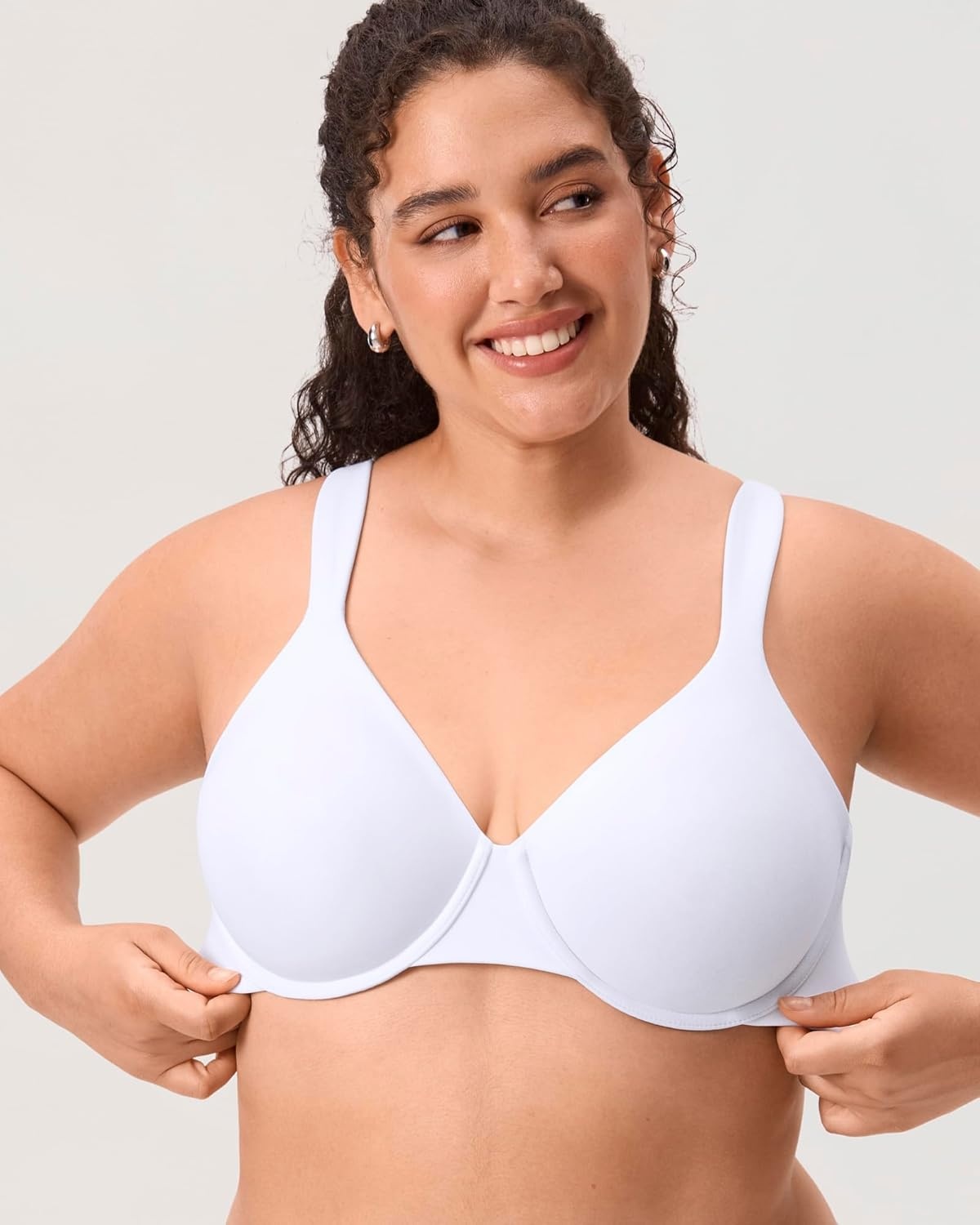 image:imageDELIMIRA Womens Inbarely Lift Full Coverage Bras Plus Size Unlined Supportive T Shirt Underwire Seamless BraWhite