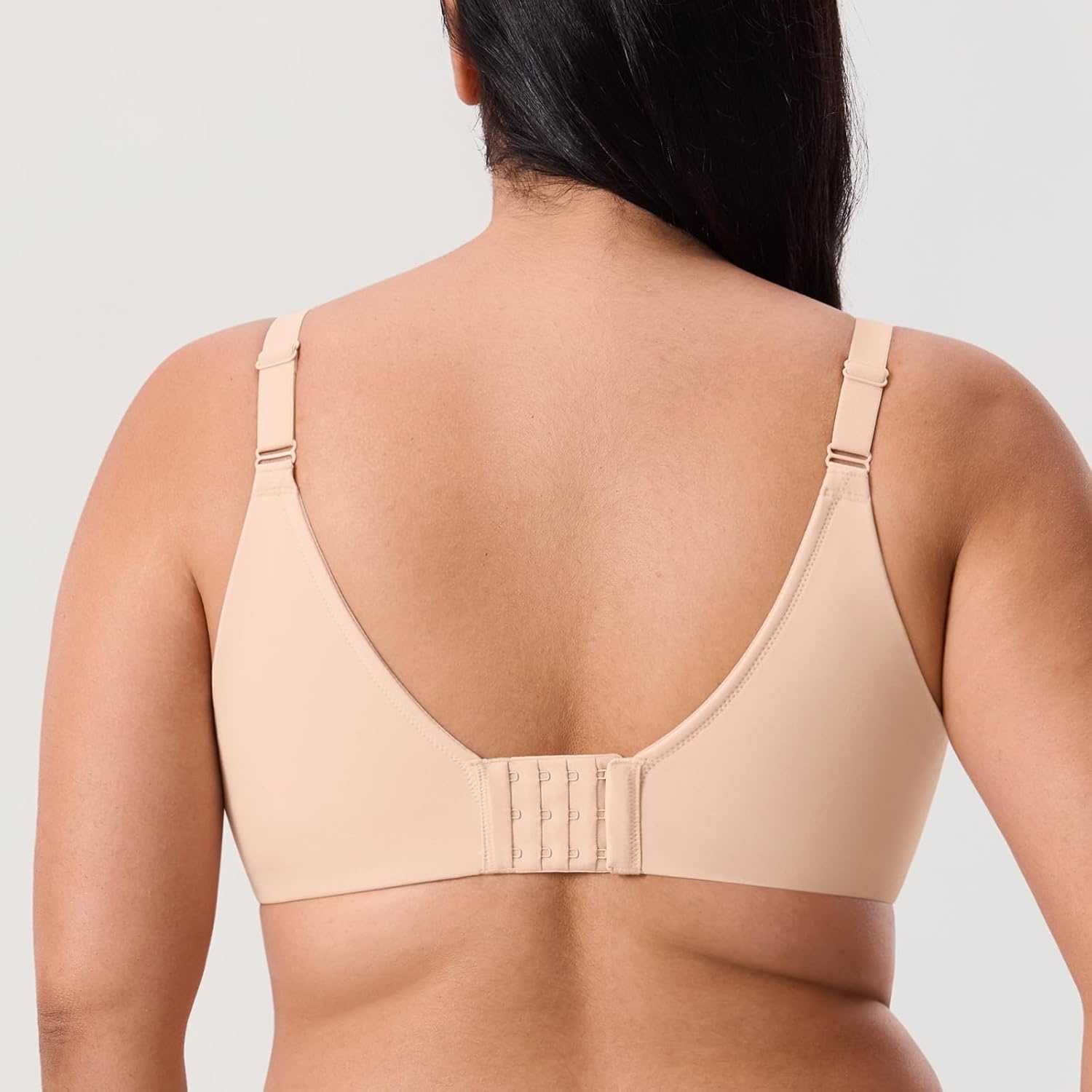 image:imageDELIMIRA Womens Inbarely Lift Full Coverage Bras Plus Size Unlined T Shirt Underwire Seamless Bra Back SmoothingBeige