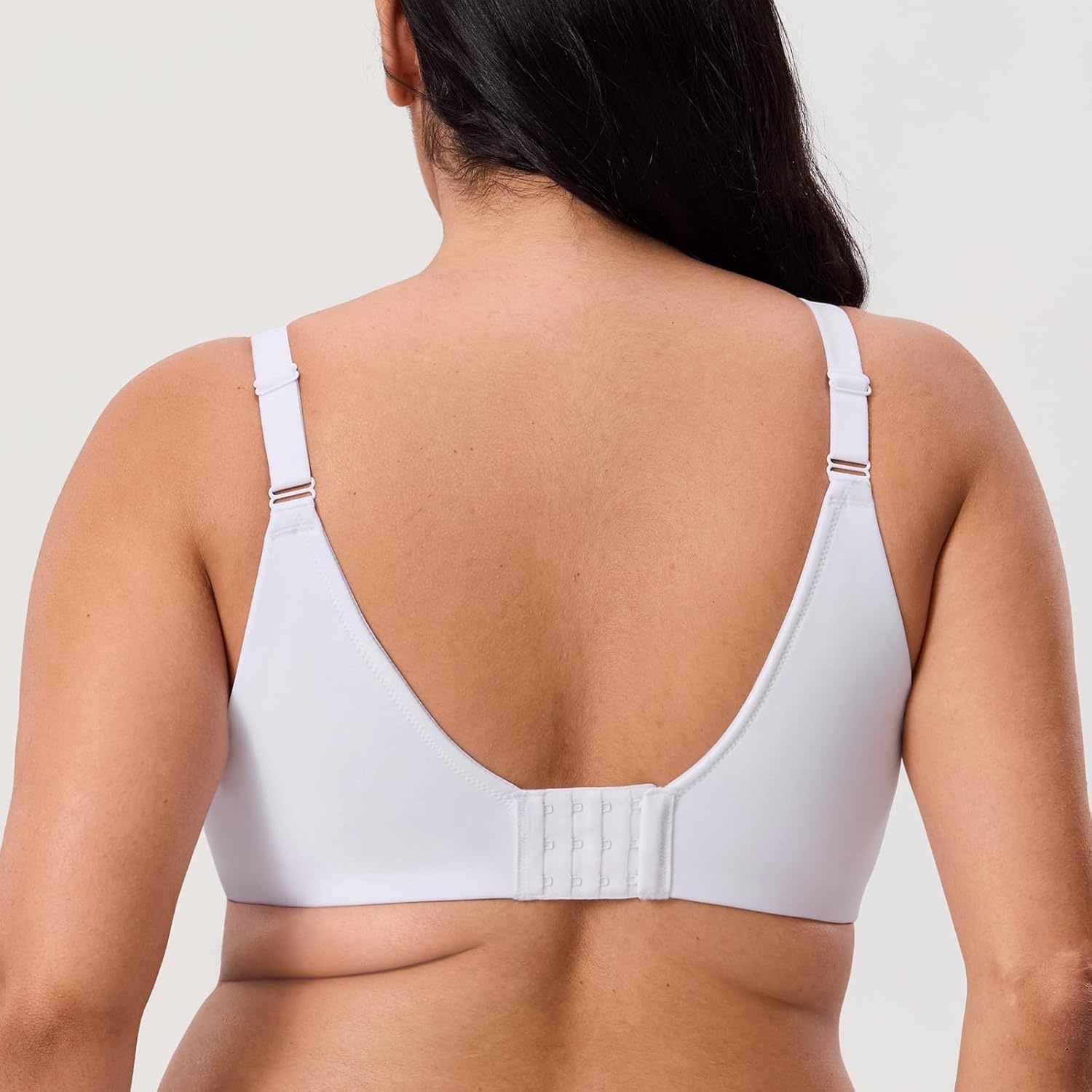 image:imageDELIMIRA Womens Inbarely Lift Full Coverage Bras Plus Size Unlined T Shirt Underwire Seamless Bra Back SmoothingWhite