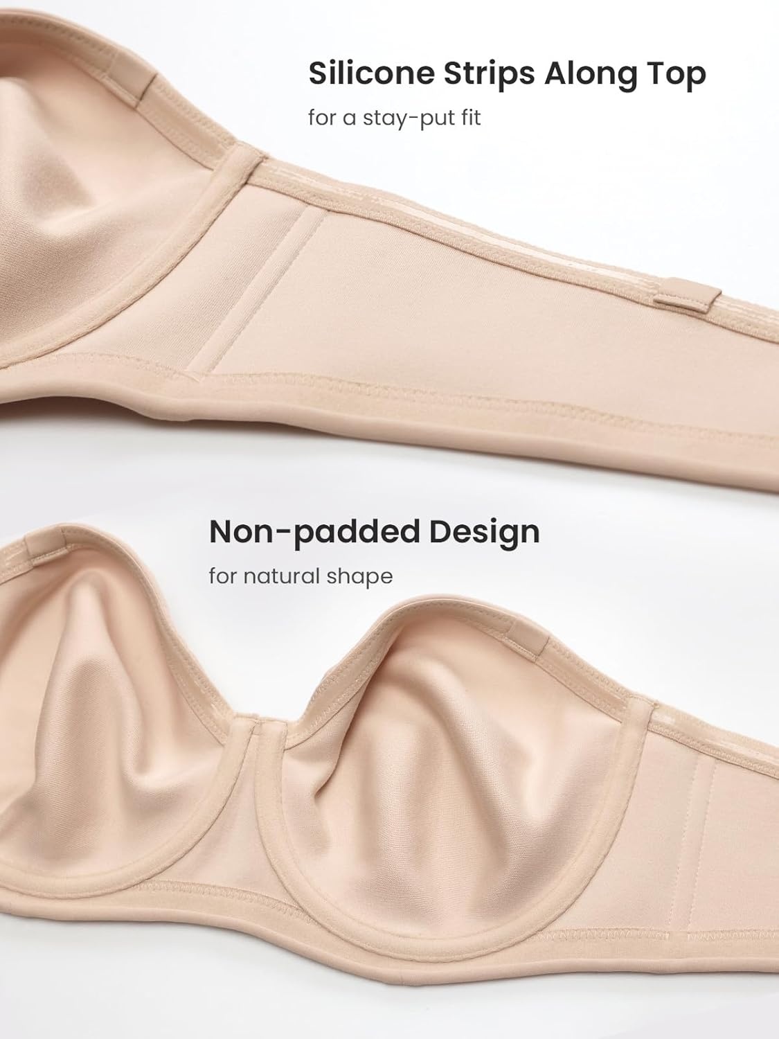 image:imageDELIMIRA Womens Inbarely Lift Strapless Bra Plus Size Full Coverage Unlined Underwire Seamless BrasBeige