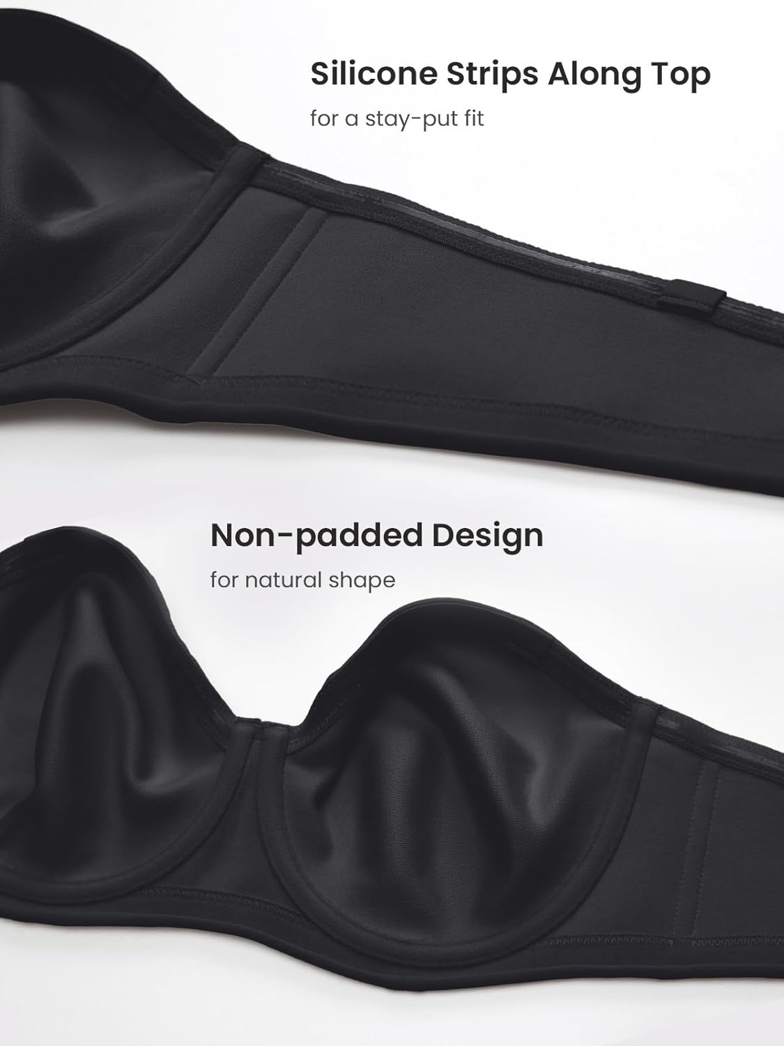 image:imageDELIMIRA Womens Inbarely Lift Strapless Bra Plus Size Full Coverage Unlined Underwire Seamless BrasBlack