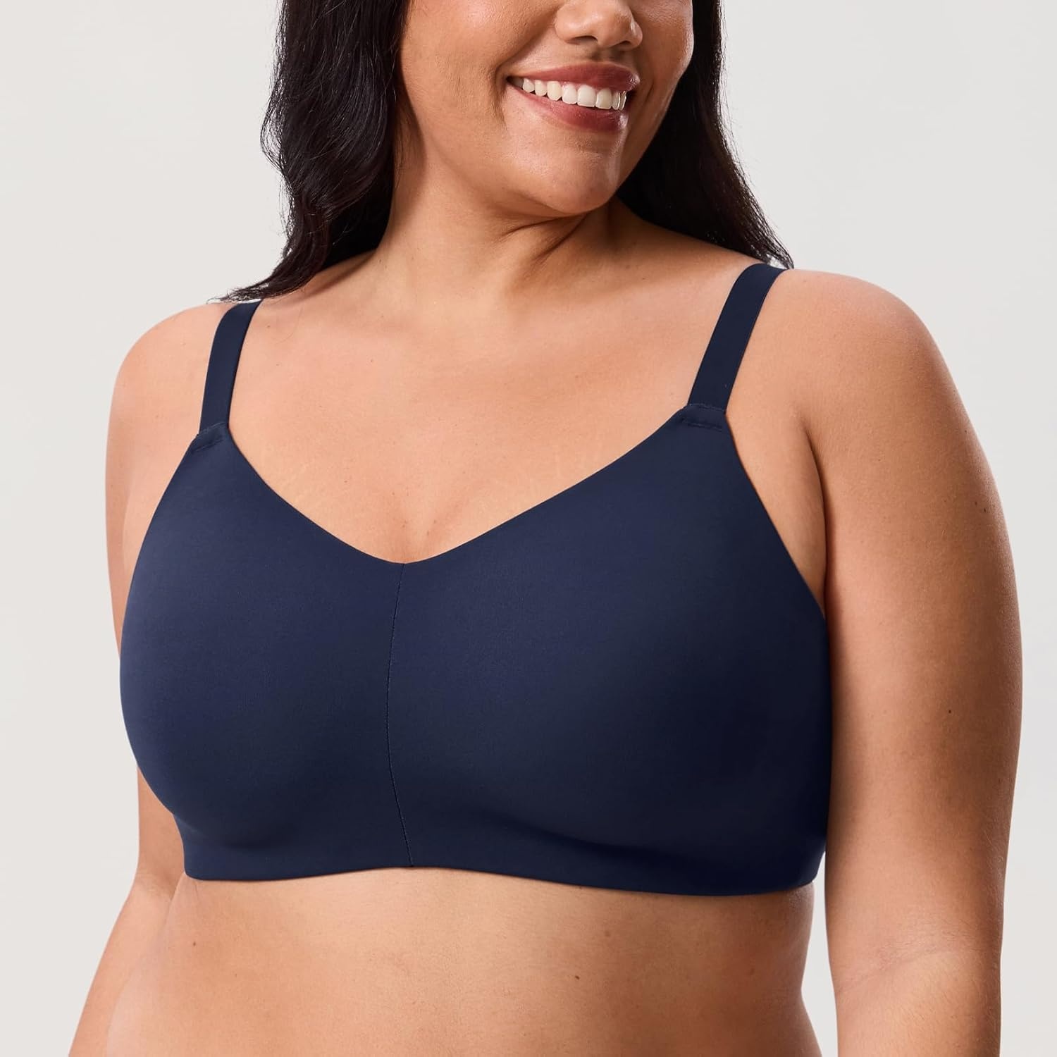 image:imageDELIMIRA Womens Inbarely Lift Wireless Bras No Padding Full Coverage Plus Size Seamless Everyday Tshirt BraDeep Ocean Blue