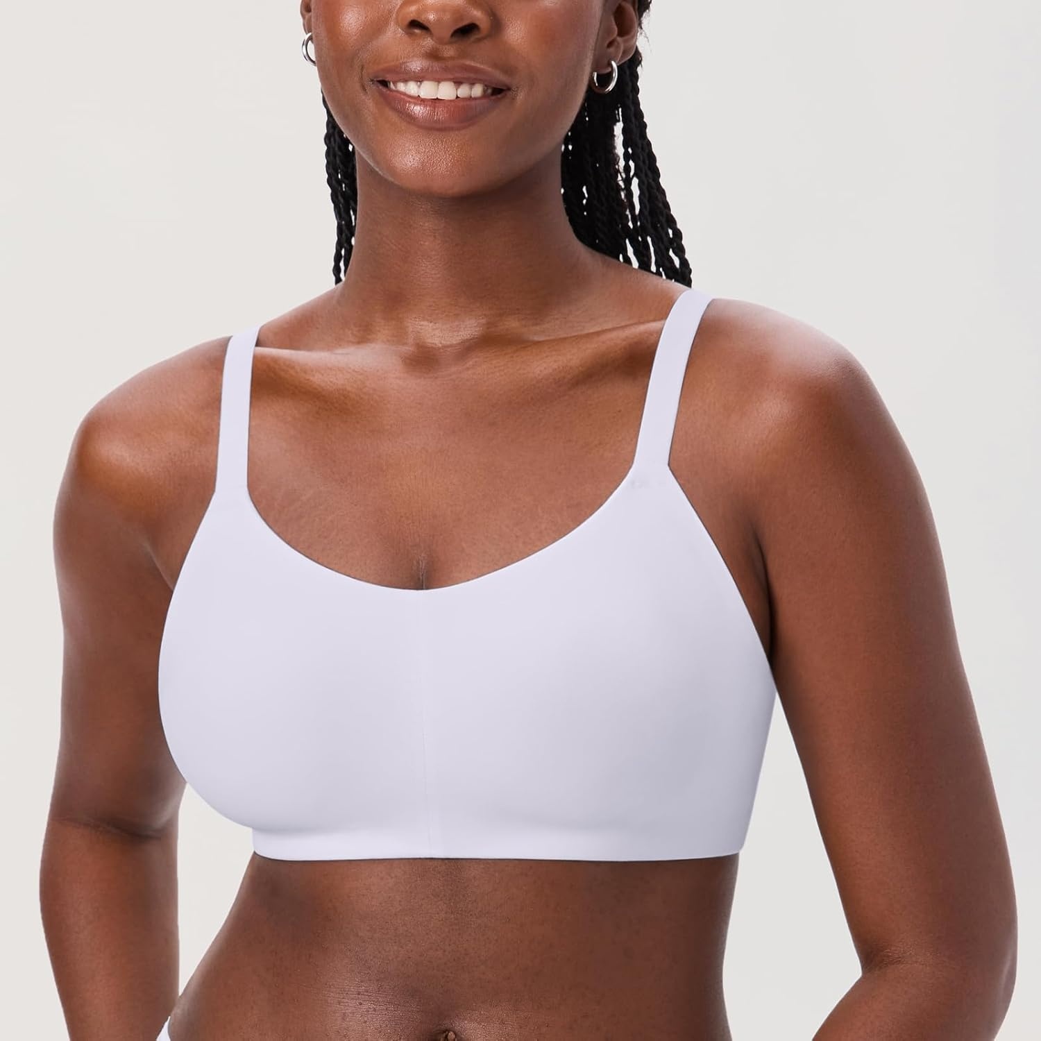 image:imageDELIMIRA Womens Inbarely Lift Wireless Bras No Padding Full Coverage Plus Size Seamless Everyday Tshirt BraWhite