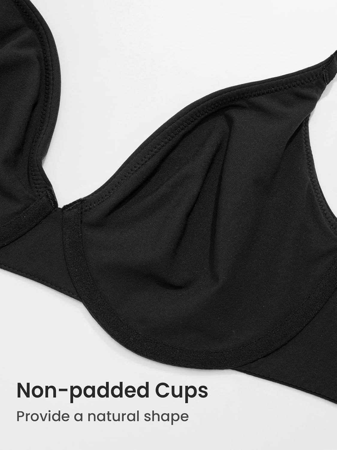 image:imageDELIMIRA Womens Inbarely Plus Plunge Bra Underwire Full Coverage Plus Size Unlined BrasBlack Size Up Cup Band