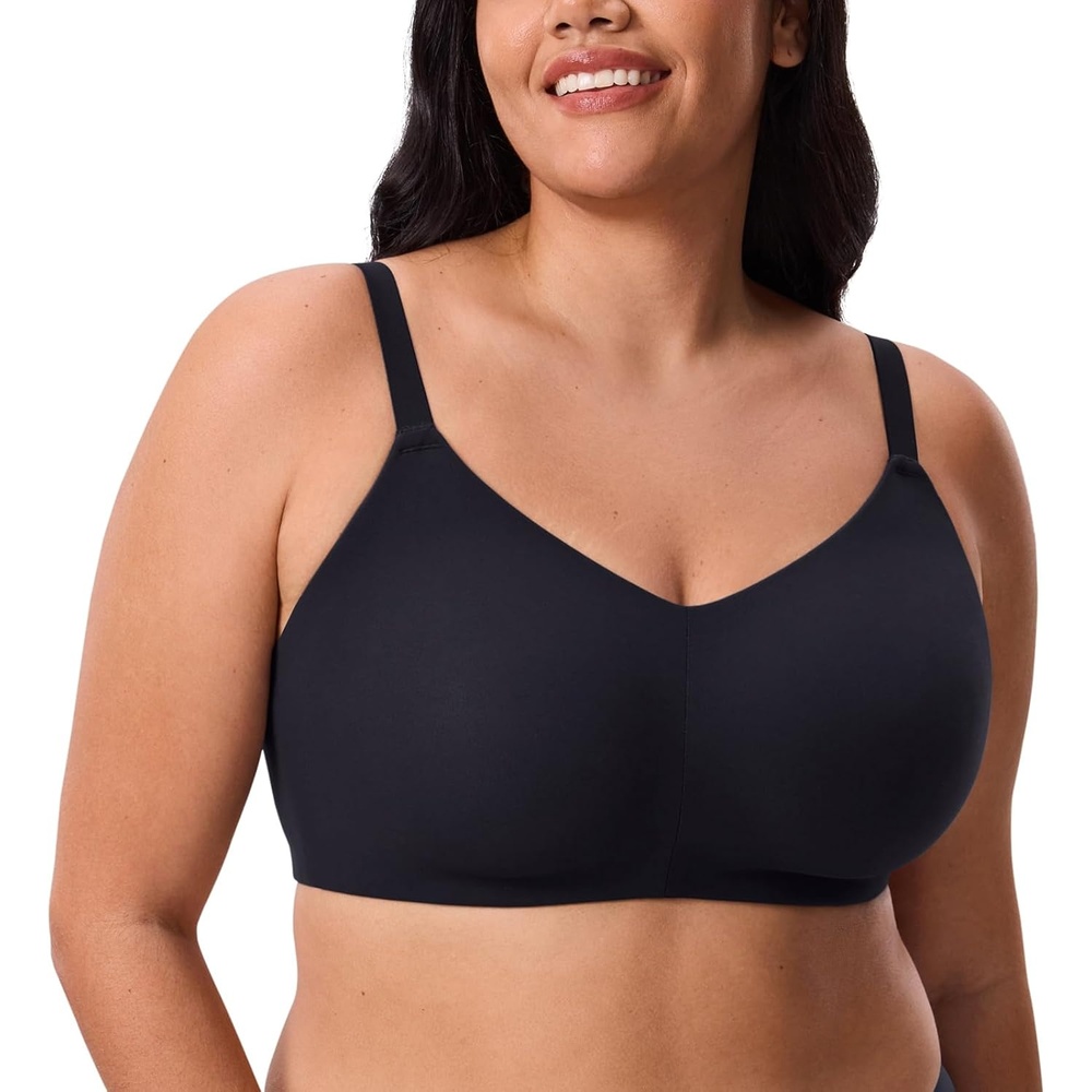 image:imageDELIMIRA Womens Inbarely Lift Wireless Bras No Padding Full Coverage Plus Size Seamless Everyday Tshirt BraBlack