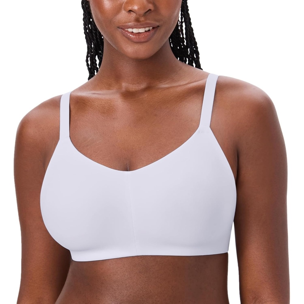 image:imageDELIMIRA Womens Inbarely Lift Wireless Bras No Padding Full Coverage Plus Size Seamless Everyday Tshirt BraWhite