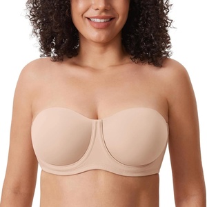 image:imageDELIMIRA Confishape Strapless Bras for Women  Full Coverage Plus Size Bandeau Underwire Unlined BraBeige  Unlined