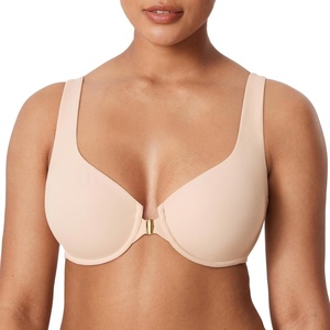 image:imageDELIMIRA Womens Confishape Front Closure Bras Balconette Plus Size Full Coverage Underwire Unlined BraBeige  Unlined