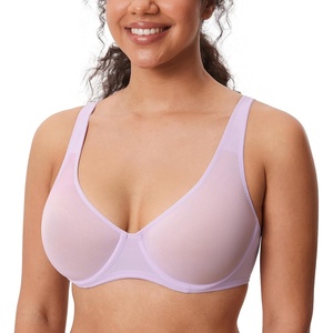 image:imageDELIMIRA Womens Cosnufy Sheer Balconette Bra Full Coverage See Through Plus Size Unlined Underwire BrasOrchid Hush