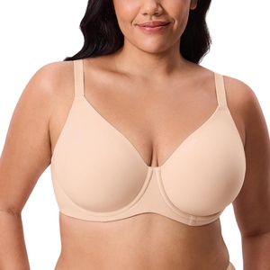 image:imageDELIMIRA Womens Inbarely Lift Full Coverage Bras Plus Size Unlined T Shirt Underwire Seamless Bra Back SmoothingBeige