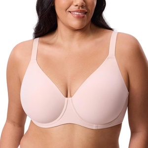 image:imageDELIMIRA Womens Inbarely Lift Full Coverage Bras Plus Size Unlined T Shirt Underwire Seamless Bra Back SmoothingGentle Rose