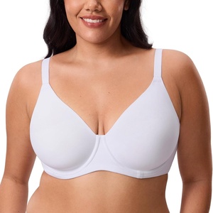 image:imageDELIMIRA Womens Inbarely Lift Full Coverage Bras Plus Size Unlined T Shirt Underwire Seamless Bra Back SmoothingWhite
