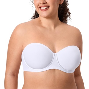 image:imageDELIMIRA Womens Inbarely Lift Strapless Bra Plus Size Full Coverage Unlined Underwire Seamless BrasWhite