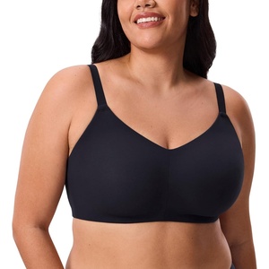 image:imageDELIMIRA Womens Inbarely Lift Wireless Bras No Padding Full Coverage Plus Size Seamless Everyday Tshirt BraBlack