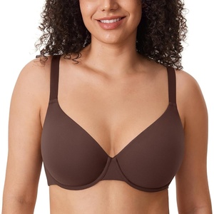 image:imageDELIMIRA Womens Inbarely Plus Plunge Bra Underwire Full Coverage Plus Size Unlined BrasHazelnut  Size Up Cup  Band