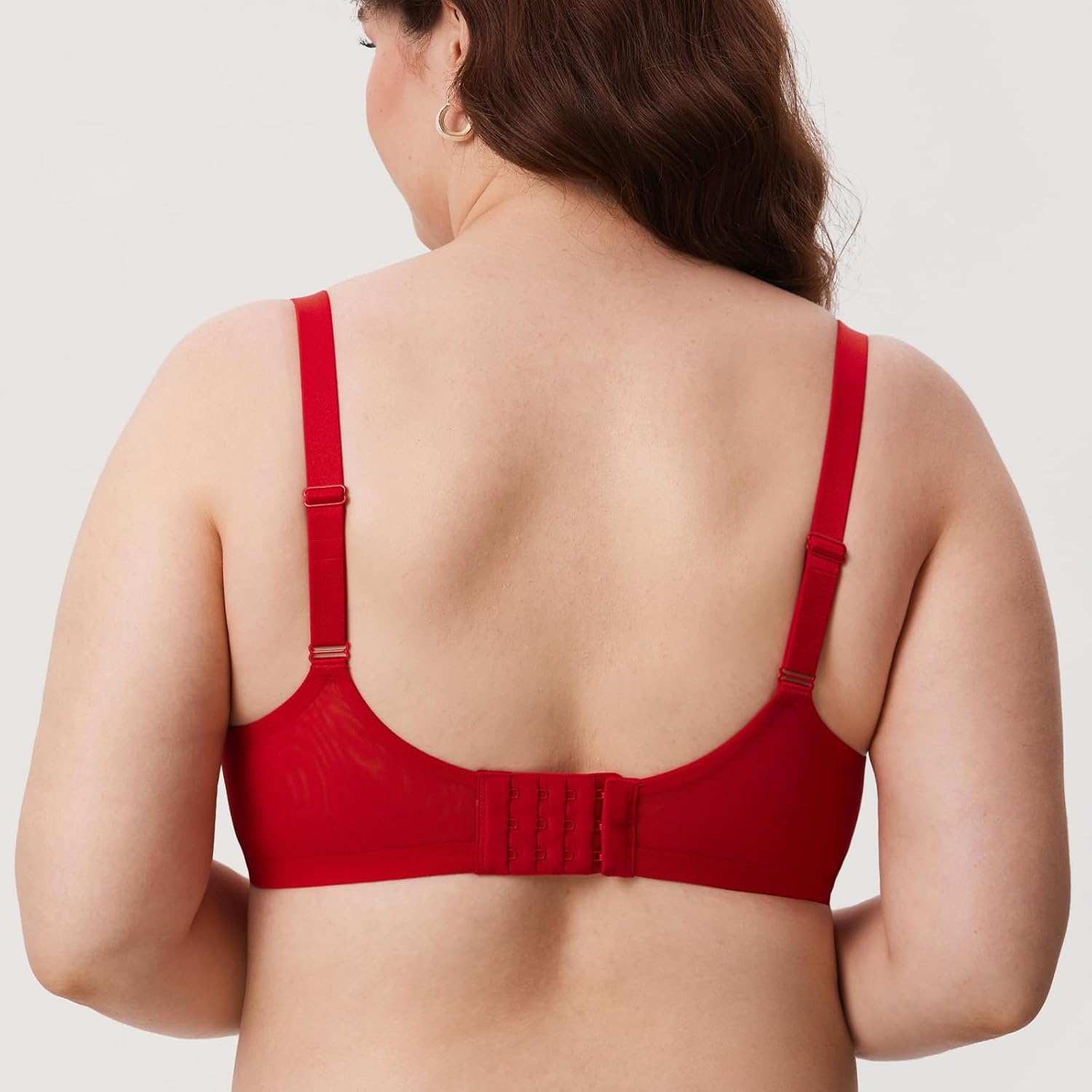 image:imageDELIMIRA Womens Balconette Lace Bra Plus Size Sexy See Through Unlined Underwire BrasLipstick Red