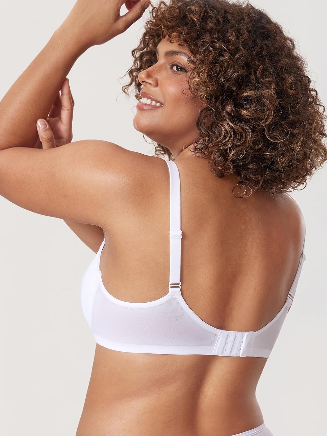 image:imageDELIMIRA Womens Balconette Lace Bra Plus Size Sexy See Through Unlined Underwire BrasWhite