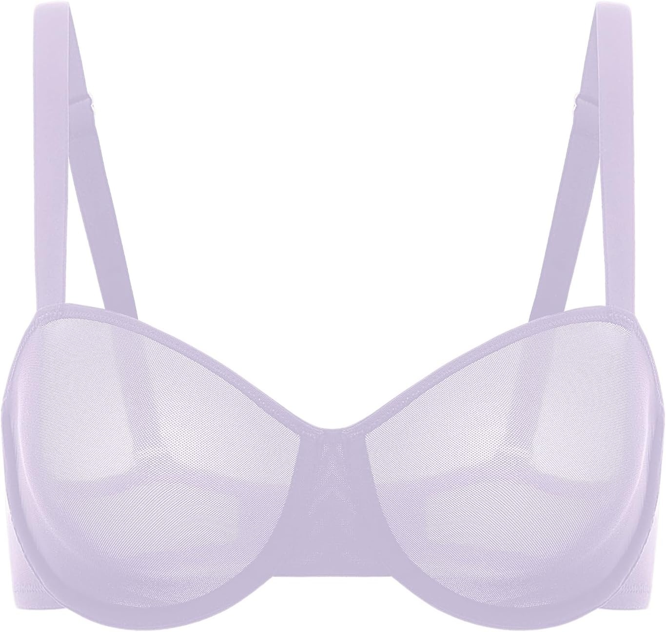 image:imageDELIMIRA Womens Cosnufy Balconette Bra Sheer Mesh Plus Size See Through Underwire Unlined BrasOrchid Hush