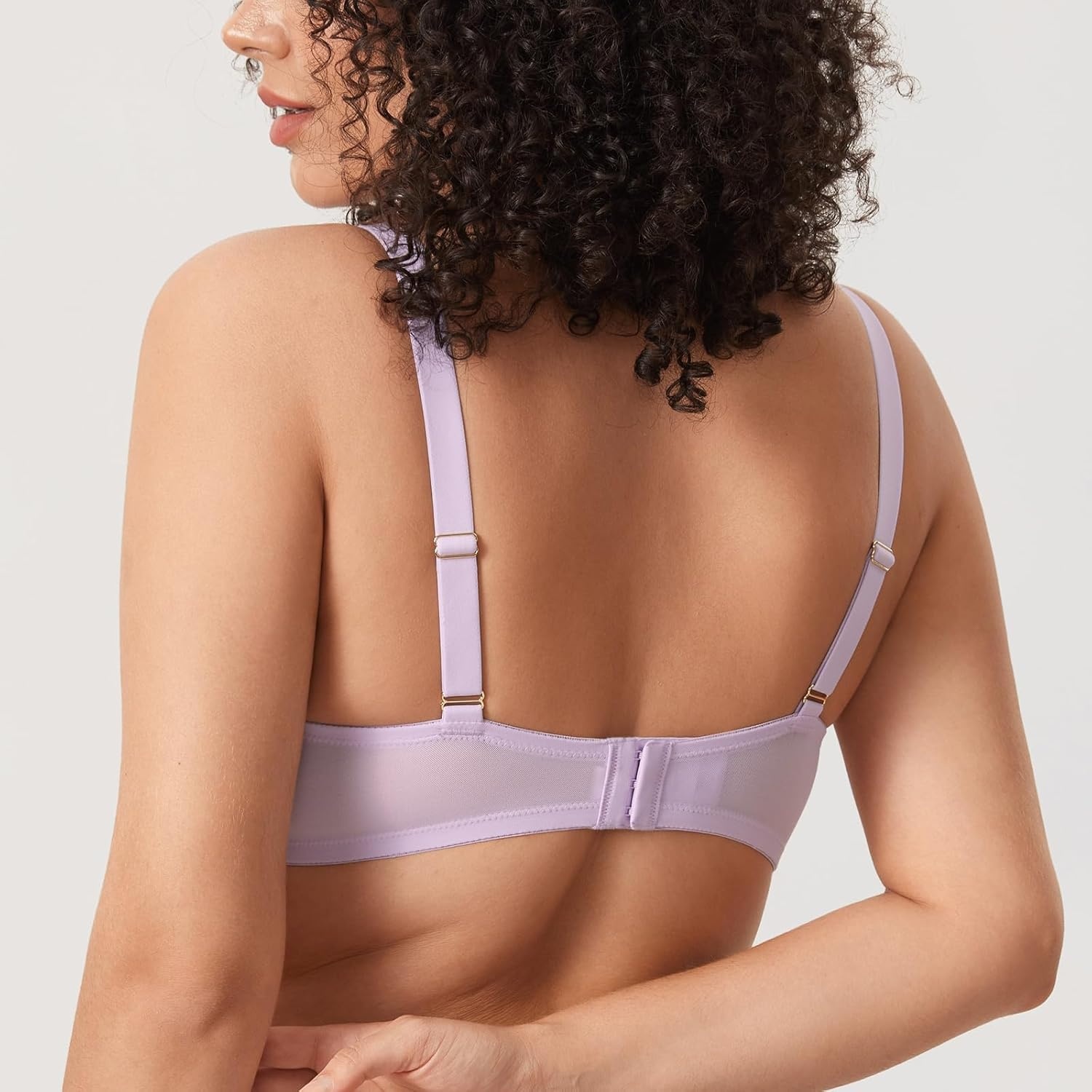 image:imageDELIMIRA Womens Cosnufy Balconette Bra Sheer Mesh Plus Size See Through Underwire Unlined BrasOrchid Hush