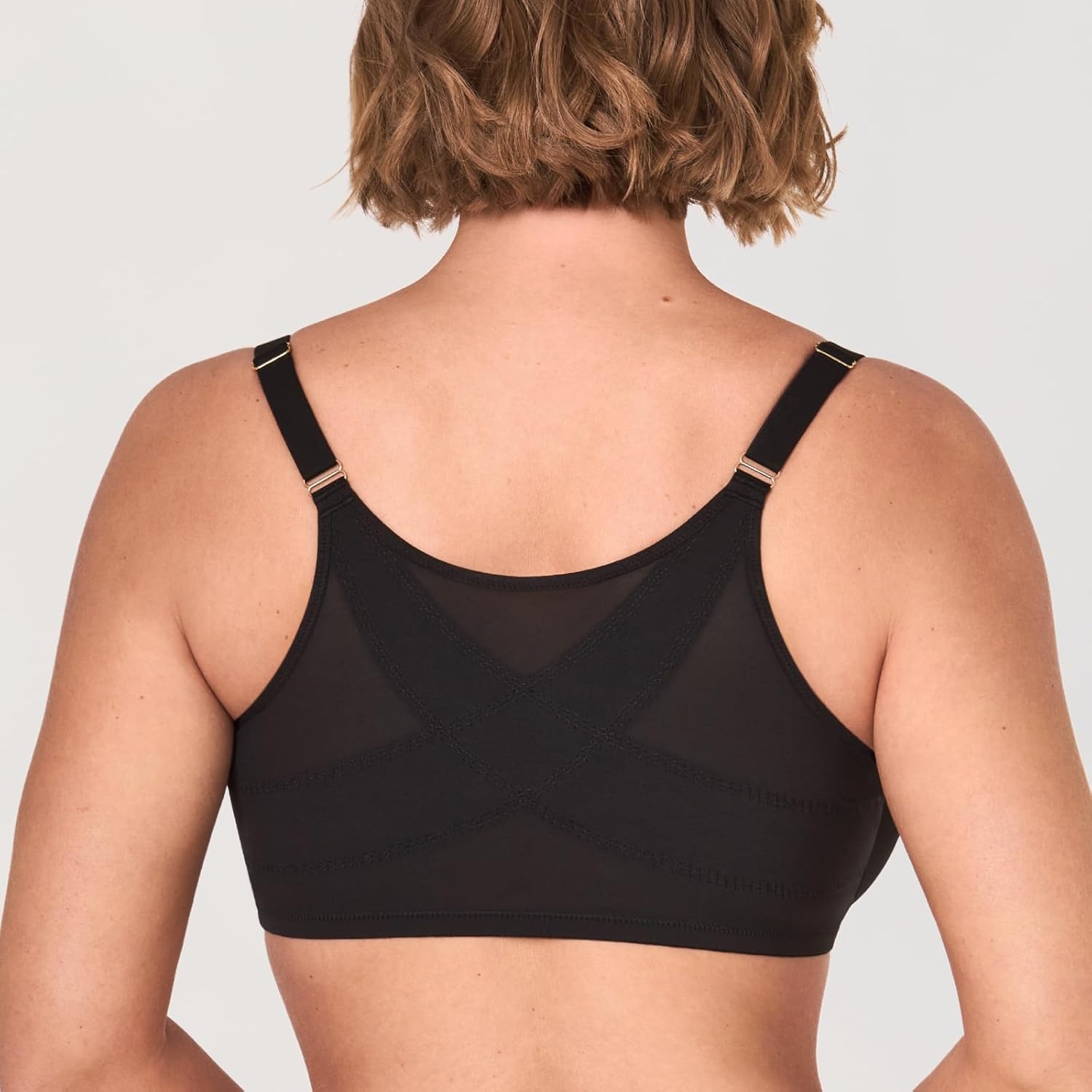 image:imageDELIMIRA Womens Cosnufy Posture Front Closure Bras Sheer Mesh Plus Size Underwire Unlined BraBlack